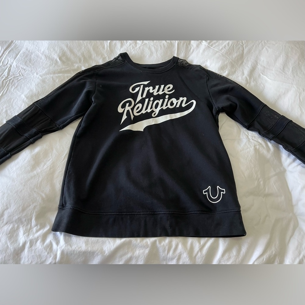 True Religion Baseball Jersey | Mesh Shoulders/Sleeves | WMS XL | Black.